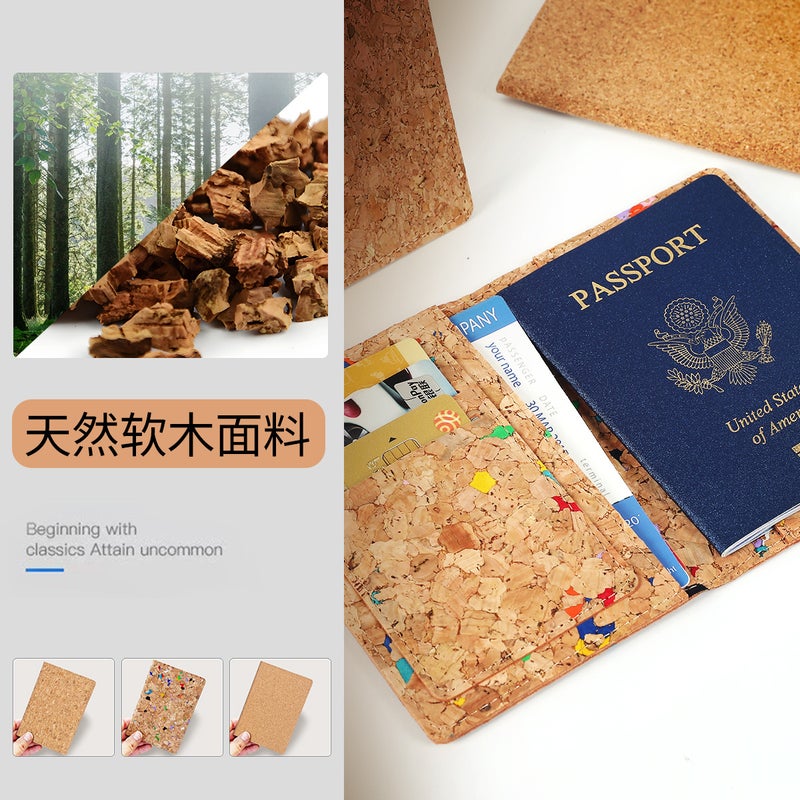 New Natural Cork Grain Red Wine Stopper Material Passport Holder Corporate Logo Printed Card Holder New Wallet - Image 3